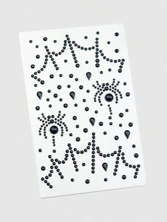 Kawaii 1 pieza Joya adhesiva con diseño de araña y telaraña para la cara