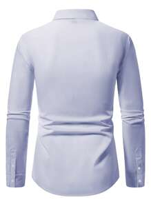 Calvornis Camisa casual versátil de unicolor para hombre - Púrpura polvoriento - Ver 2