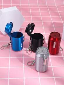 SHEIN 1 pieza Cenicero portátil con forma de lata metálica y tapa abatible, con llavero, adecuado para uso al aire libre, en el hogar y en el coche, regalo de cenicero, artículos de graduación