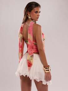 SHEIN BAE Spring/Summer Women's Floral Print Shirred Camisole' - Multicolor - View 2