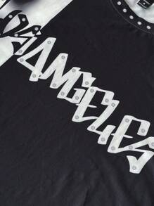 Manfinity EMRG 男士夏季街头风格黑白大数字图案 T 恤，前卫设计男士男士 T 恤短款男士街头潮流衬衫 - 黑色 - 查看 8