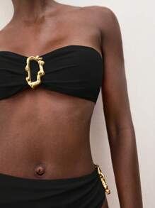 Maija Bộ đồ bơi bikini họa tiết kim loại trang trí bãi biển cho nữ - màu đen - Xem 7