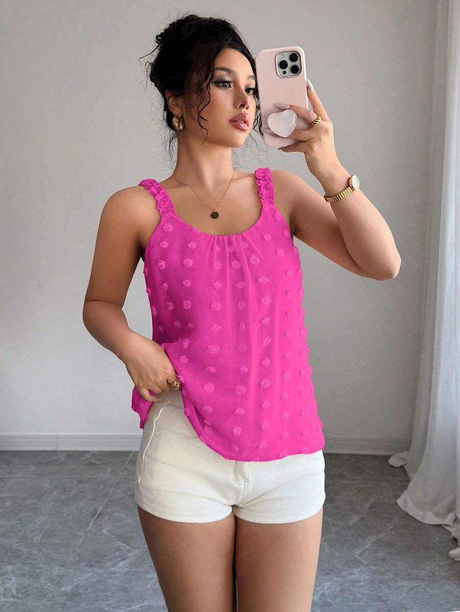 Elenzga 女士休闲纹理波尔卡圆点吊带背心，适合夏季度假