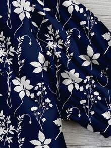 EMERY ROSE Plus Size Casual Minimalist Shirt, Suitable For Summer - Navy Blue - View 5