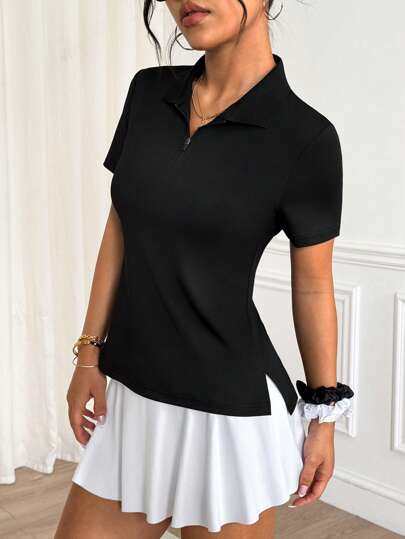 Easithlete Enfärgad kortärmad avslappnad sportpolotröja, mångsidig för sommaren