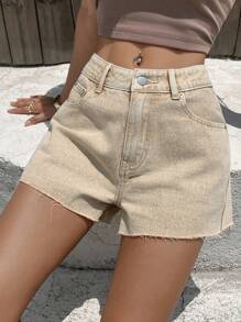 DAZY Women's Casual Distressed Denim Shorts Jorts - Khaki - View 3