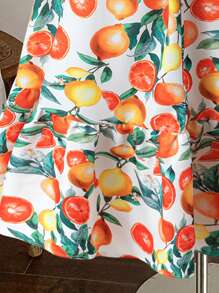 Women Fruit Pattern Sleeveless Dress, Cute & Fashionable Casual Style, Suitable For Outing, Dating, Sightseeing, Great For Summer Wear