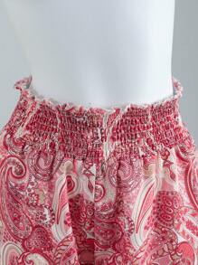 Elamini 佩斯利印花阔腿短裤，休闲海滩度假装 - 彩色 - 查看 6