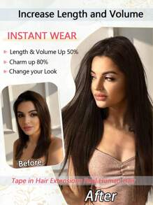 Tape In Hair Extensions Human Hair 14-22" Straight Seamless Skin Weft Hair Extension Tape In Human Hair Remy Hair Tape In Hair Tape Ins Hair Extensions - S24/613 - View 3