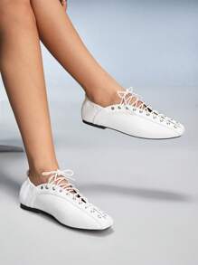 CUCCOO GRLICON 女士 Y2K 风格平底鞋，适合朋克、骑行者、酷女孩、万圣节、圣诞节、派对装扮 - 白色 - 查看 6