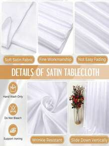 SHEIN 1 buah Taplak Meja Satin Persegi Panjang Elegan – Kain Halus dan Dapat Dicuci untuk Pernikahan, Pesta, Perjamuan | Penutup Meja Dekoratif Mirip Sutra – Putih, Hitam, Merah, Gaya Gotik Mewah, Dekorasi Acara, Rumah, Restoran (Tersedia Berbagai Ukuran) - MultiWarna - View 7