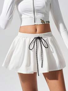 Fluxe Pantalones cortos deportivos de verano de unicolor, informales, con cordón en la cintura y sueltos
