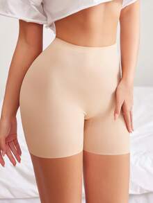 Women's Seamless Apricot Boyshorts Underwear - Casual Comfy Medium Stretch Fabric Plain Design - Apricot - View 5