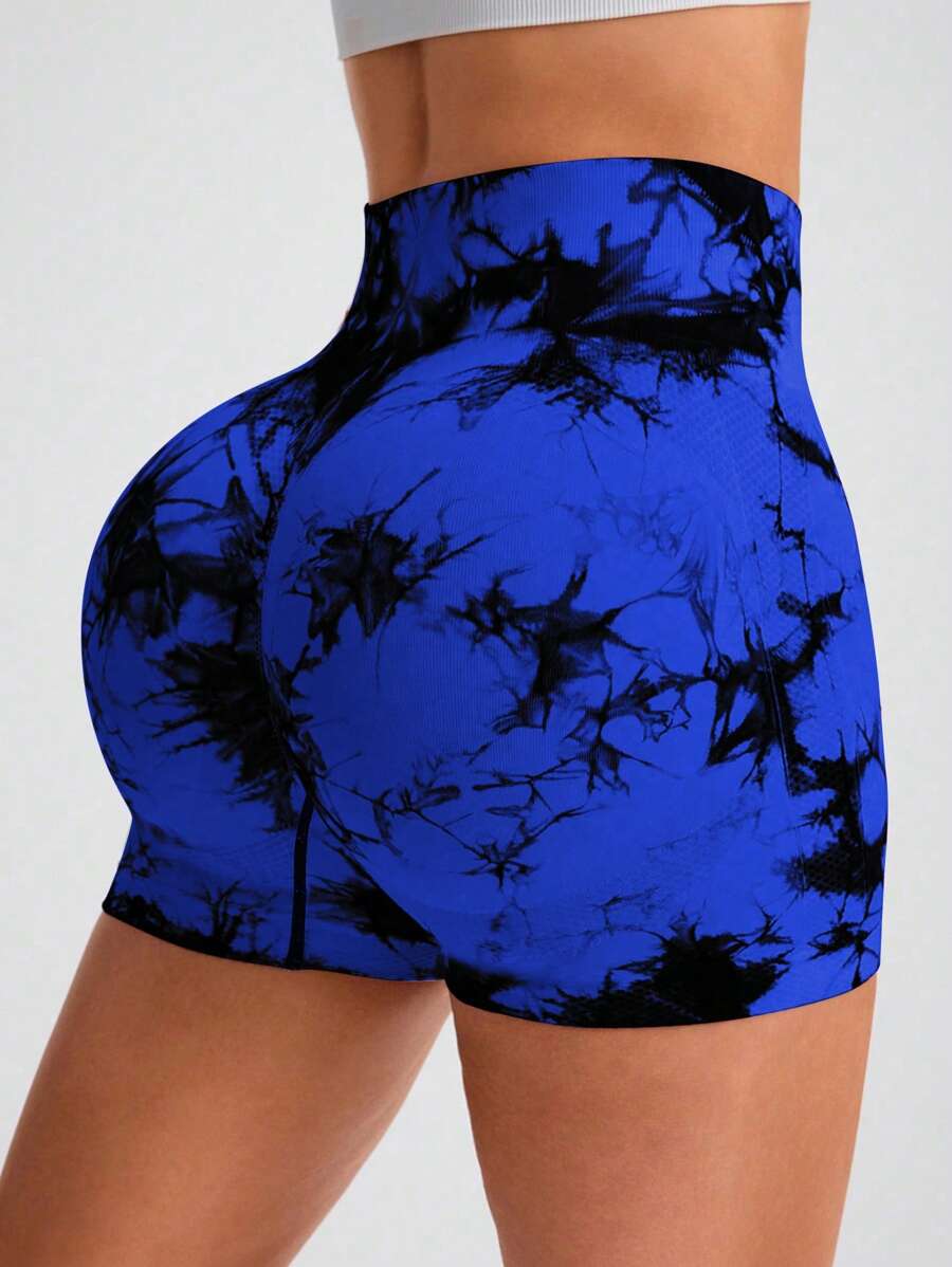 Core Rhythm Quần short thể thao in họa tiết tie dye cạp cao cho nữ Quần short tập luyện tie dye Quần short tập luyện - Nhiều màu - Xem 1