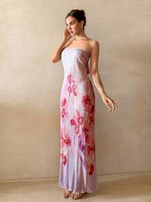 Aloruh 花卉印花褶裥吊带连衣裙 - 粉色 - 查看 5