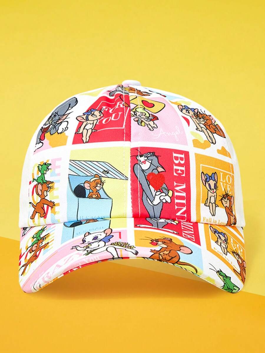 TOM & JERRY X SHEIN 卡通图案时尚百搭棒球帽，适合户外佩戴