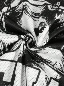 Manfinity EMRG 男士夏季字母天使印花V领短袖T恤 - 彩色 - 查看 4