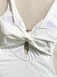 Swim SXY Maiô feminino com estampa floral e tecido especial, ideal para férias, festas e praia - Branco - Ver 6
