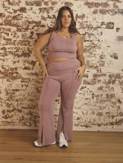 Aralina Plus Size Women Summer Square Neck Top And Pants Sports Set