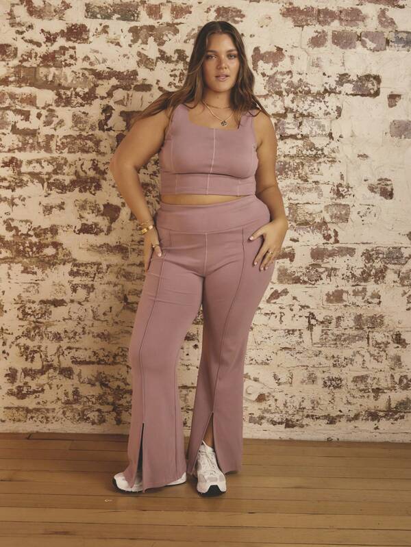 Aralina Plus Size Women Summer Square Neck Top And Pants Sports Set