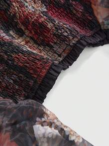 ROMWE Avant Áo cánh organza hoa lãng mạn cổ điển cỡ lớn cho nữ - Nhiều màu - Xem 2