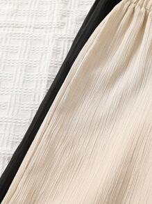 LMoss Kids 2pcs Young Girl Woven Solid Color Loose Casual Pants Set Chic Outfits For Autumn/Winter Fall - Multicolor - View 3