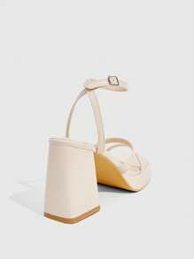 CUCCOO SZL Cuccoo 女士时尚杏色条纹高跟凉鞋 - 米色 - 查看 8