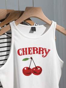 SHEIN EZwear 4 chiếc áo ba lỗ in họa tiết nơ anh đào sọc thường ngày dành cho nữ, đa năng và gợi cảm cho kỳ nghỉ hè và bãi biển Áo crop top Áo crop top dễ thương Áo crop top anh đào Áo crop top sọc - Nhiều màu - Xem 3