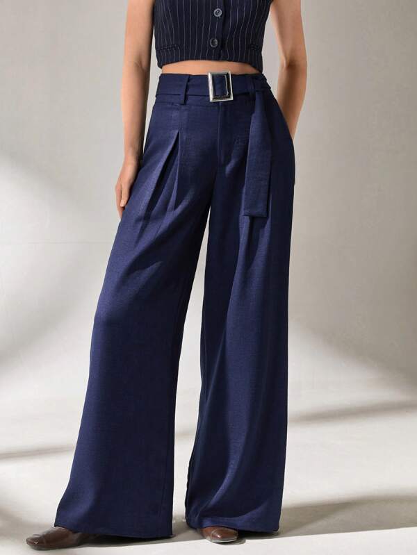 CLARA VERO Lässige, hoch taillierte, lockere Hose mit weitem Bein für Damen, minimalistischer Stil für den Alltag, Sommerkleidung für Damen, Unterteile für Damen, Sommerkleidung für Damen
