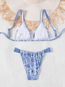 2 Pieces/Set Random Striped Print Sexy Bikini Swimsuit, Fashion And Sexy, Spring/Summer - Multicolor - View 2