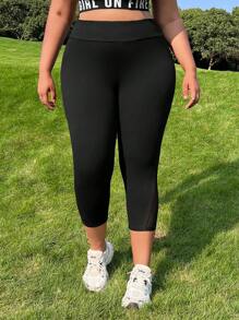 SHEIN EZwear Leggings de cintura ancha de malla en contraste