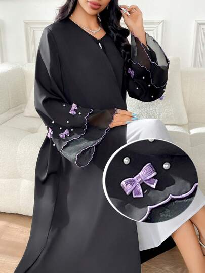 Yasmyna 女士蝴蝶装饰喇叭袖优雅长袍，端庄