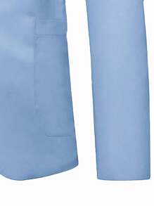 Manfinity Mode 男士纯色口袋休闲商务长袖西装外套+裤子套装男士休闲西服男士休闲西装男士春季服装男士西裤 - 淺藍色 - 查看 4