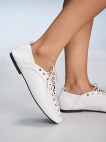 CUCCOO GRLICON 女士 Y2K 风格平底鞋，适合朋克、骑行者、酷女孩、万圣节、圣诞节、派对装扮 - 白色 - 查看 4