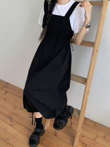 DAZY Women's Solid Color Casual Spaghetti Strap Long Dress, Spring/Summer