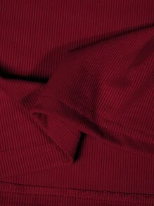 Manfinity Dauomo Áo ba lỗ cổ tròn ôm vừa vặn có gân màu trơn cho nam, mùa hè - Màu Hồng Tươi - Xem 5