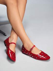 CUCCOO GRLICON Women's Y2K Style Flat Shoes, Suitable For Punk, Biker, Cool Girl, Halloween, Christmas, Party Outfits - Red - View 1