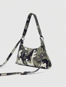 ROMWE Grunge Punk Bolso de mujer cruzado de moda con estampado de camuflaje - Verde - Ver 2