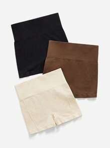Velisys Velisys Women's 3-Pack High Waisted Seamless Mini Active Shorts With Subtle Split Hem - Multicolor Stretch Athleisure Bottoms. - Multicolor - View 2
