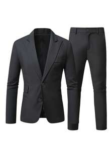 Manfinity Mode Bộ 2 món cho nam cỡ lớn, áo khoác và quần màu trơn - màu đen - Xem 2