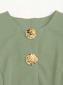 Sweetra Áo khoác mỏng không tay cỡ lớn, thường ngày/công sở, cài nút vàng phía trước, mùa xuân/hè - Màu xanh Bạc hà - Xem 3