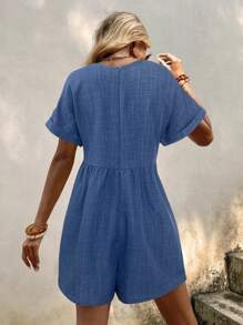 SHEIN Clasi Women's Fashionable Elegant V Neck Sleeveless Loose Comfy Pocket Jumpsuit, Summer