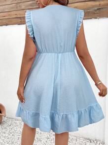 Breezaya Übergrößenkleid für Damen im Sommer mit Bindedetail, Kappärmeln und Karomuster, elegant