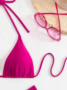 Swim Vcay Bộ đồ bơi 2 món cho nữ, giản dị và thời trang để mặc hàng ngày - Màu đỏ tím - Xem 5