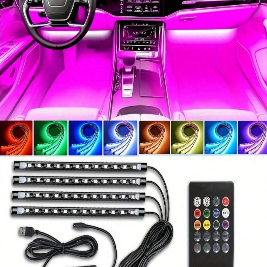 Stücke 48/72 Lampen Intelligente RGB Autobeleuchtung mit Fernbedienung und Steuerung - Wasserdicht, DIY und Musikmodi - Nicht oft geeignet für Autob - SHEIN - Modalova