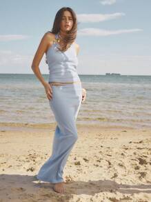 Aralina 女式夏季度假纯色金属装饰吊带背心