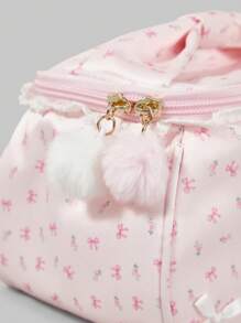 ROMWE Kawaii Cute And Charming Pink Butterfly Pattern Large Capacity Portable Cosmetic Makeup Bag, 401422/412463 - Multicolor - View 4