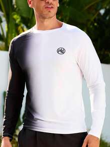 Manfinity VDAYZ 男士长袖冲浪T恤，夏季时尚，夏威夷风 - 黑與白 - 查看 3