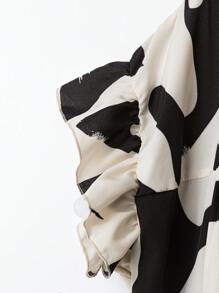 SHEIN LUNE 女式梭织休闲度假夏季衬衫 - 杏色 - 查看 4