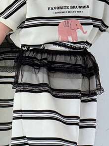 DAZY Casual Style Girls Lace Waist Skirt, Fashionable New Summer Lace Waist Skirt, Summer Skirt - Black - View 5